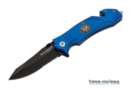 Couteau pliant bleu US Air Force avec lame crantée