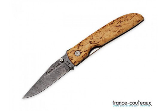 Couteau lame damas manche bouleau - Fox Production - 5999
