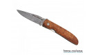 Couteau damas avec manche en olivier Fox