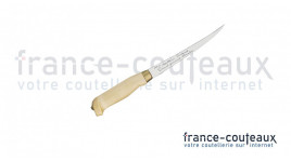 Poignard à filets Marttiini 15 cm avec manche en bois de bouleau et fourreau cuir