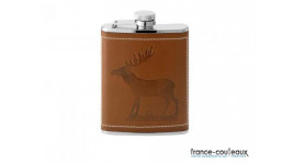 Flasque gainée cuir décor cerf 180 ml