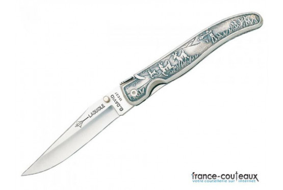 Couteau Laguiole alu décor chasse - 12 cm