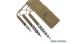 TRIO ZEBRA - 3 couteaux plein manche avec pochette en cordura kaki