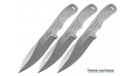 Trois couteaux a lancer identiques tout inox - 22 cm