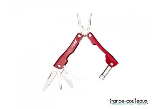 Pince rouge +lampe couteau tournevis scie porte-clef 8 outils
