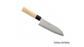 Couteau japonais en manche bois naturel Santoku - 17cm