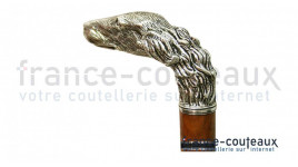 Canne Epée Chien Pommeau Bronze Argenté Lame Cruciforme