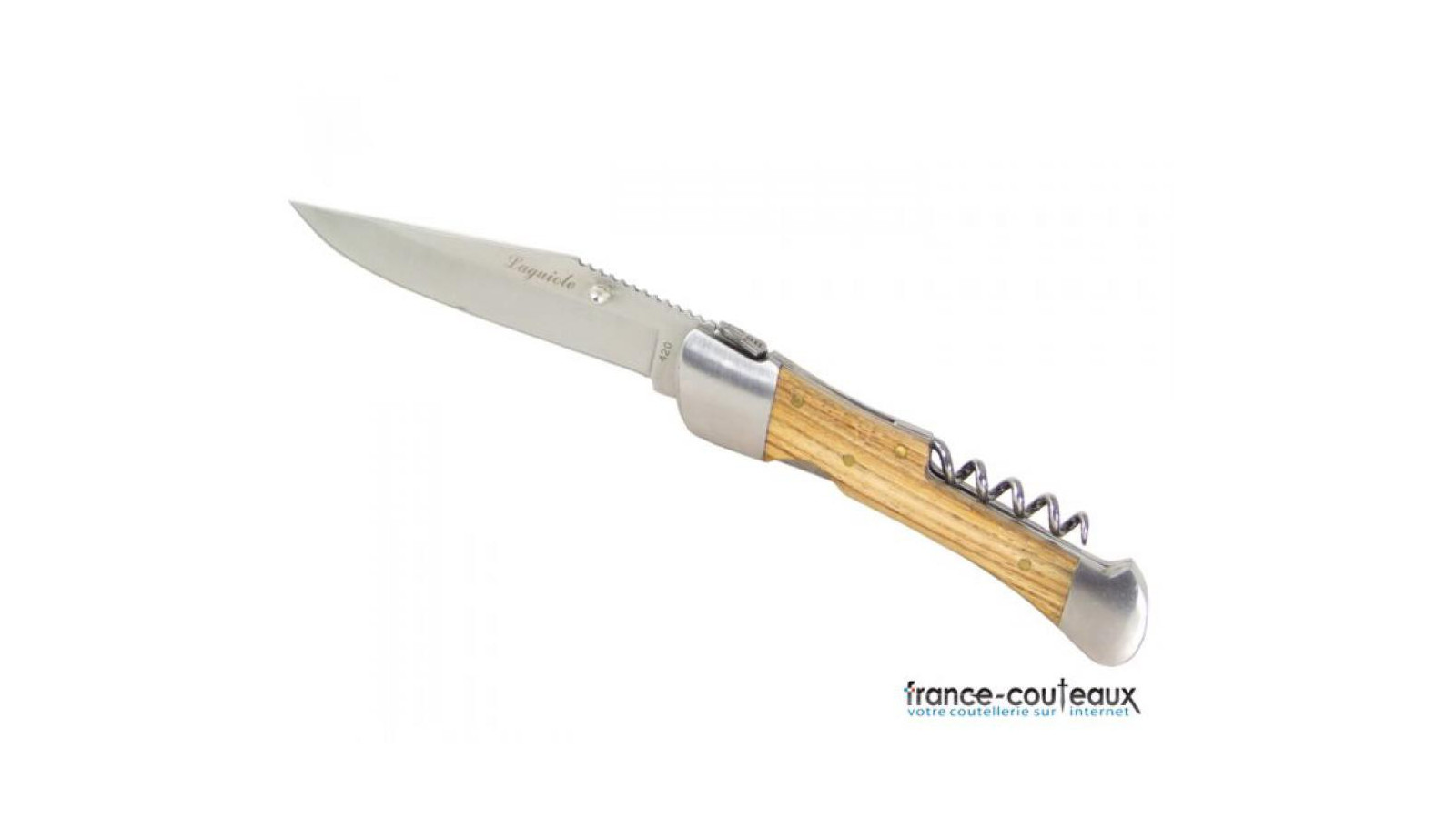 Grand couteau Laguiole tire-bouchon + lame guillochée