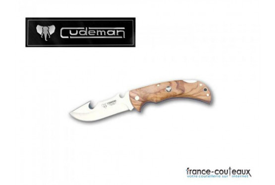 Couteau de poche et de chasse Cudeman en bois d'olivier