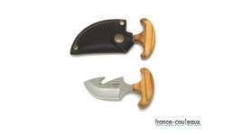 Couteau Skinner pour la chasse Cudeman avec manche en olivier