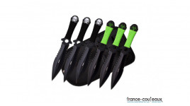 Set de 6 couteaux de lancer Perfect Point Skeleton vert et noir