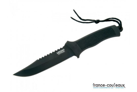 Couteau Tactical Virginia noir manche en gomme - 29 cm