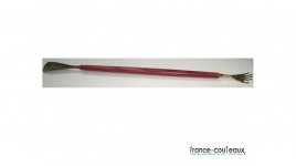 Chausse pied gratte-dos double usage en laiton et bois rouge - 62cm