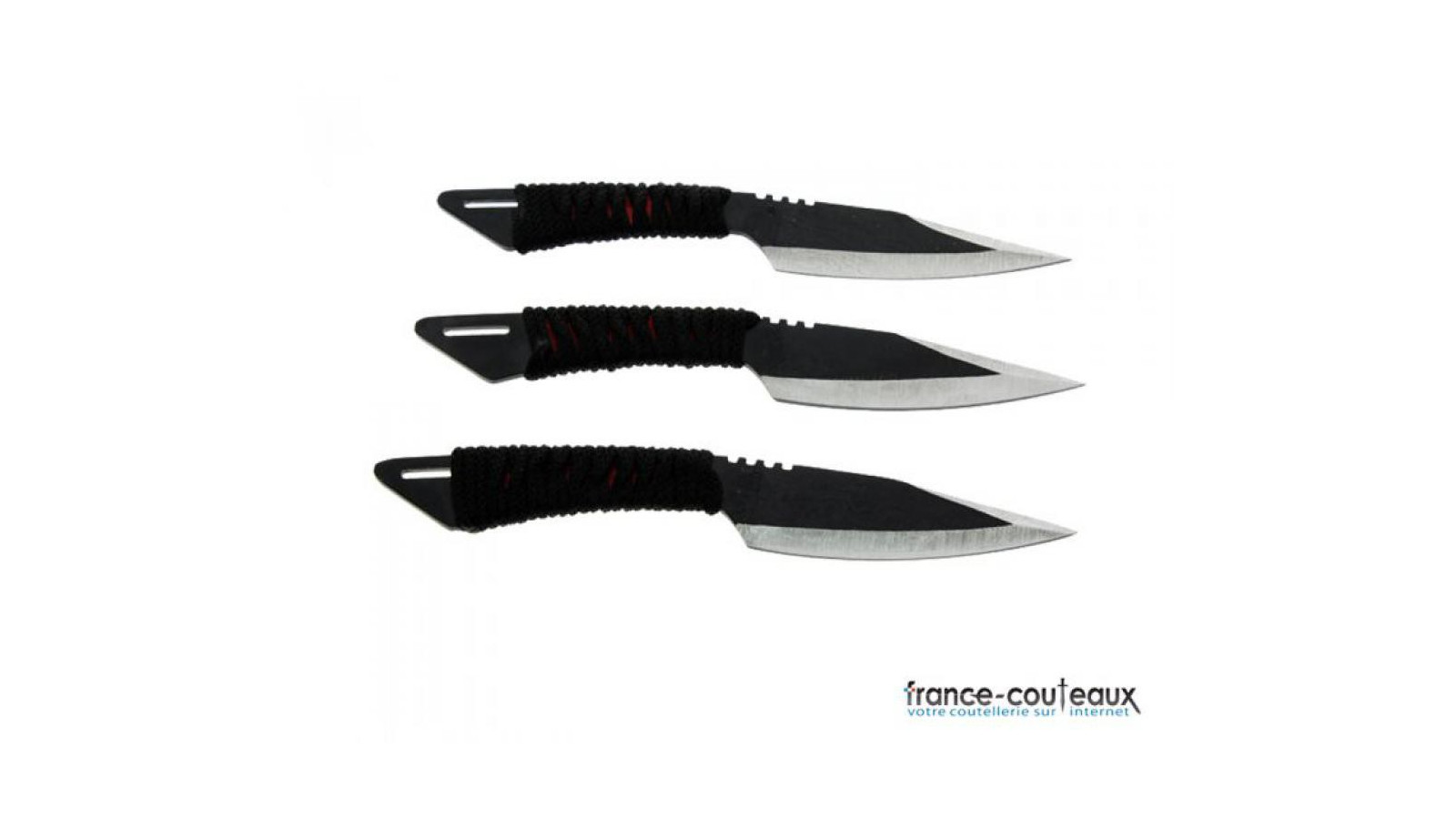 Set de 3 Couteaux de lancer Acier Inox Noir Etui Nylon Thrower Triple Set  Ninja Kunai