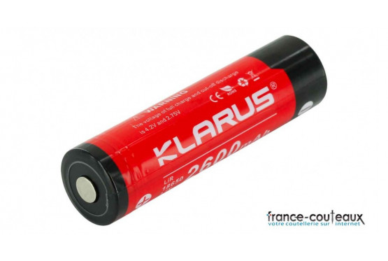 Batterie Klarus 18650 rechargeable de 2600mAh 3.7V