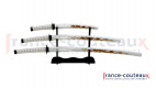 Ensemble de 3 katanas Dragon or et présentoir.