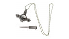 CCollier avec pendentif en forme de croix et tête de mort avec lame cachée