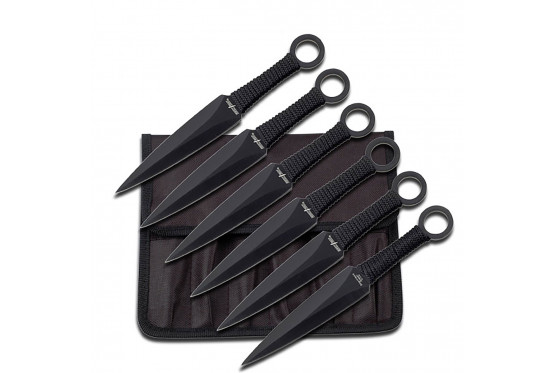 Set de 6 couteaux de lancer Perfect Point Skeleton Pur Black