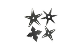 Lot de 4 mini étoiles  65mm de ninja à lancer noir.