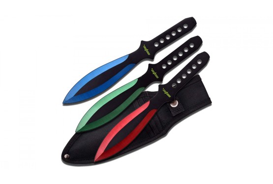 Jeu de 3 couteaux de lancer RGB Perfect point