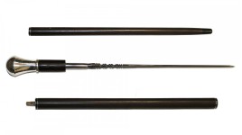 Canne de marche transformable en canne épée démontable.