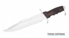Couteau noir manche bois Lame lisse - 17 cm